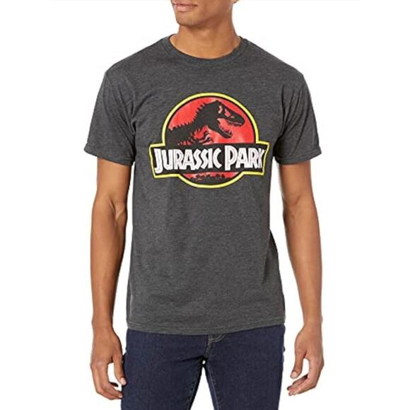 Jurassic Park World Rebirth Medium Men Gray Graphic Logo T-Shirt Tee 2025 Movie - Picture 1 of 9